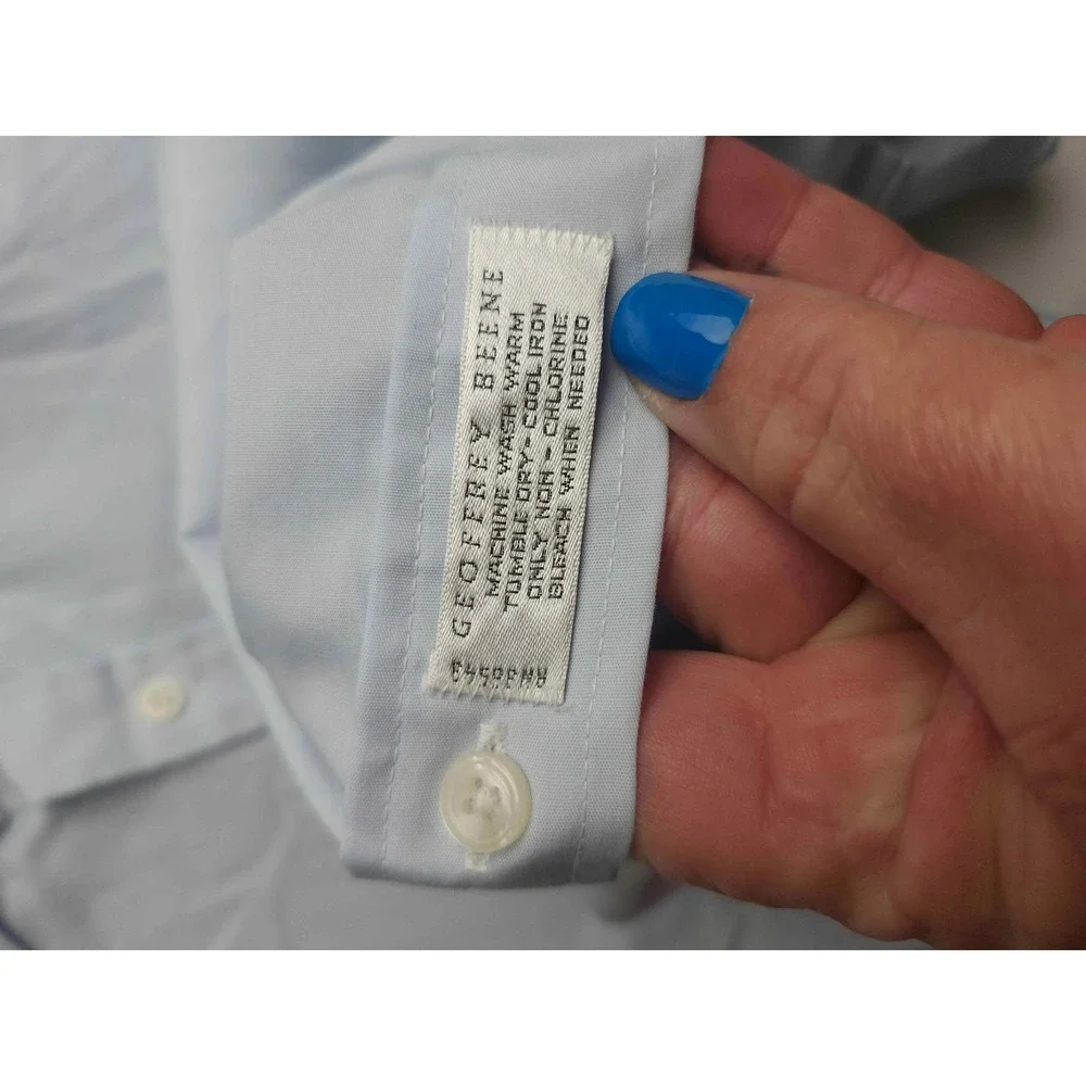 Geoffrey Beene Mens Light Blue Button Down Dress Shirt 15.5 32/33 Long Sleeve